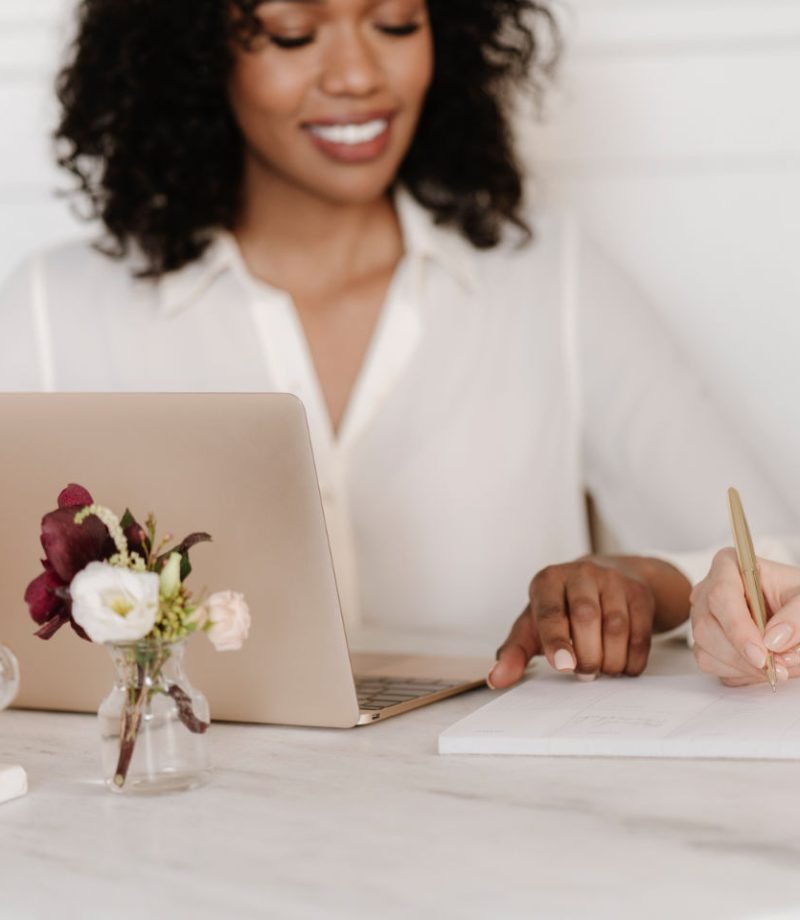 Content diversification: Woman sharing ideas at a desk